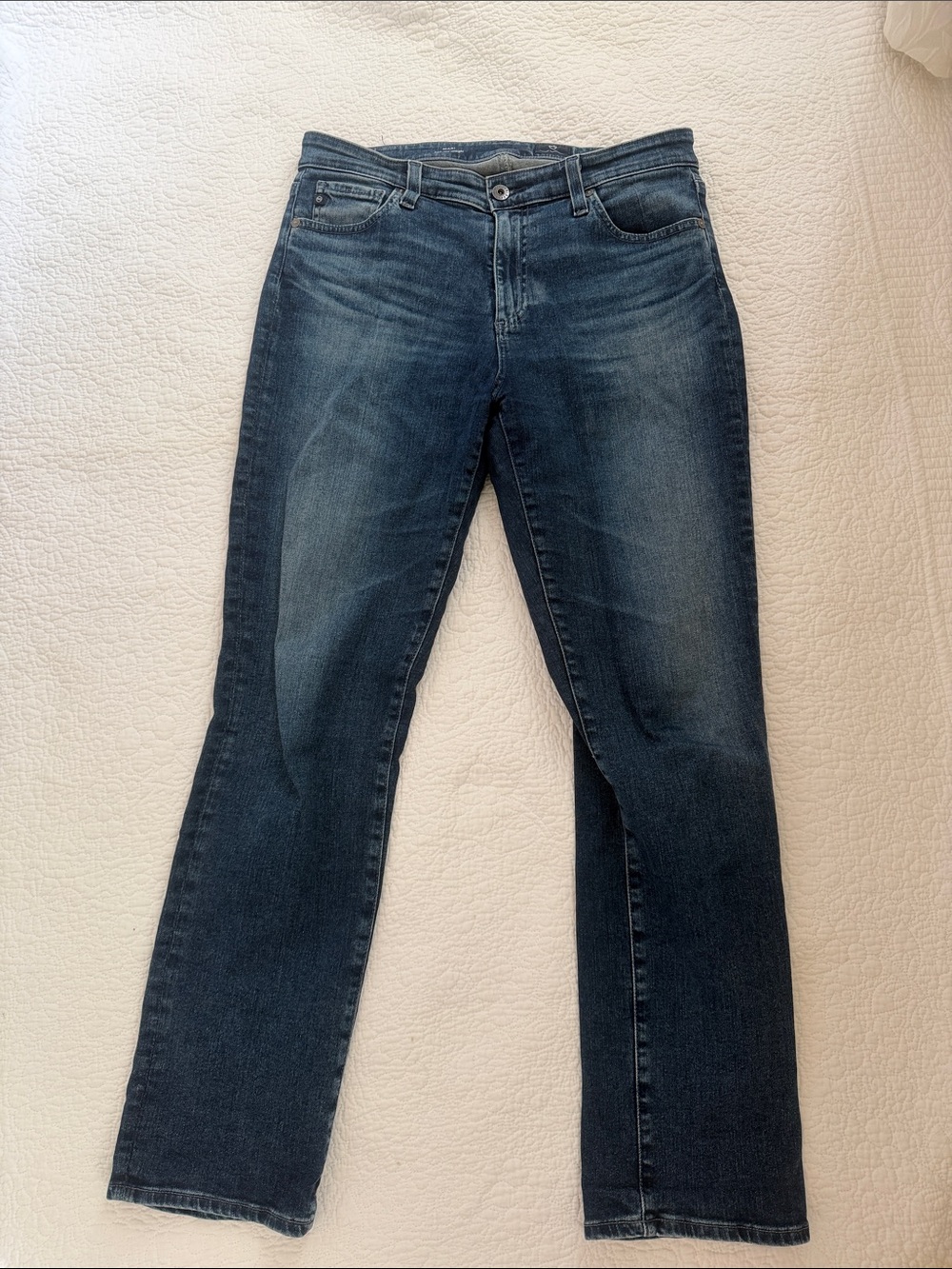 AG Adriano Goldschmied Women's Faded Blue Straight Jeans